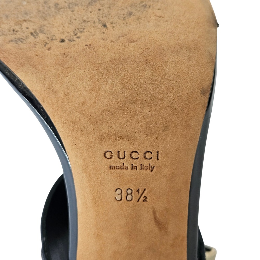 Gucci Black Patent Leather Ankle Cuff Sandal Heels Size 38.5 - Picture 8 of 11